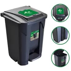 Lixeira Grande 60 Litros Tampa Click e Pedal Preta Cesto Container Coleta De Lixo Higiênica