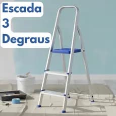 Escada De Alumínio 3 Degraus Doméstica Reforçada Resistente Suporta 120Kg