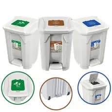 Lixeira Branca 60 Litros Grande Coleta De Lixo Com Tampa Click E Pedal Cozinha Padaria Açougue