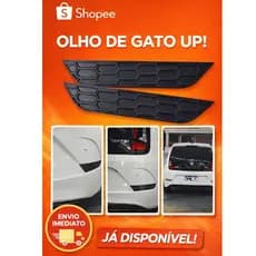 Par Capa Olho de Gato VW Up Insert Parachoque Traseiro Preto Colmeia Up 2017 2018 2019 2020 2021