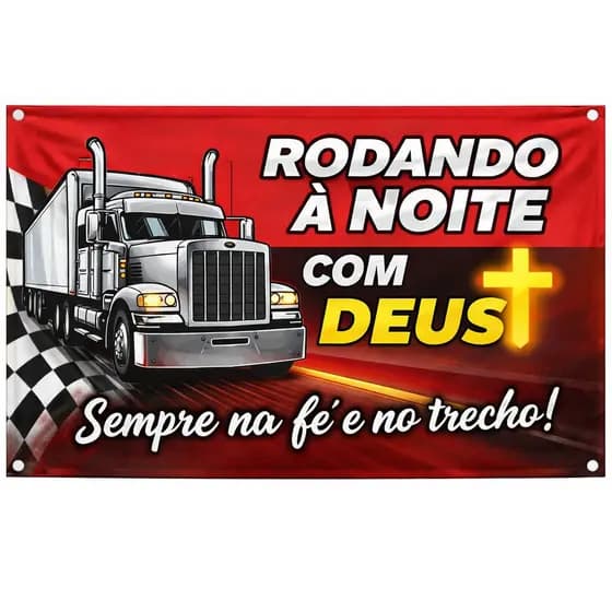 Bandeira  Rodando à noite com fé 90x65 cm com 4 Ilhós Alta Qualidade para Caminhão, Parede ou Área Externa qualidade