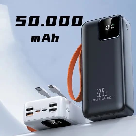 Carregador Portátil grande 50000/30000/20000/10000mah Turbo 22,5W PD carregamento ultrarrápido