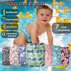 Fralda Ecológica Reutilizável Ajustável Bebê Impermeavél Lavável 0 A 3 Anos Unissex