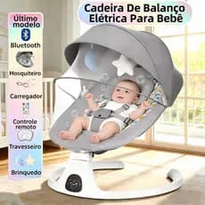 Cadeira de Descanso Balanço para Bebê com Música Mosquiteiro Controle Remoto Premium