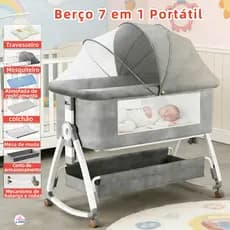 Berço Portátil Moises Co-bed Com Balanço Mosquiteiro e Cesto Regulagem de Altura