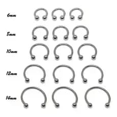 KIT Atacado 36 Piercing ferradura Septo Aço Cirurgico 6mm 8mm 10mm TOP