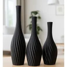 Kit 3 Vasos Decorativos Modernos Sala, Cozinha ou Escritório–3D PLA Premium– 25,20 e 18cm