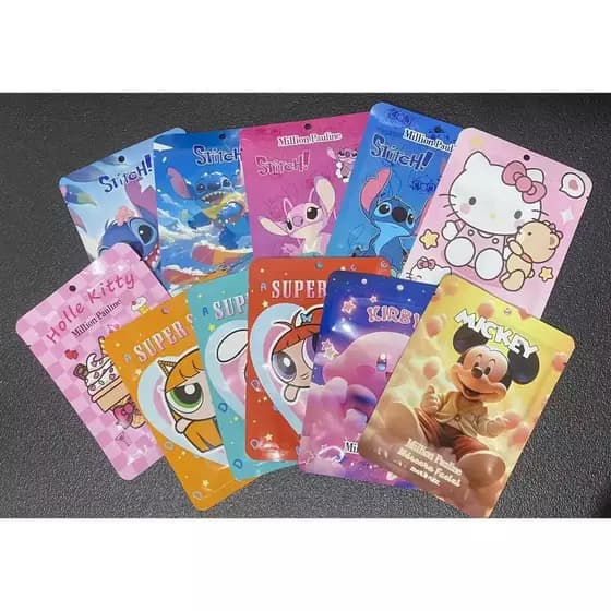 Kit c/ 10 unidades Mascara Personagens de desenhos animados care Soft Skin Sua pele linda Fresh Mask Tecido Hidratante