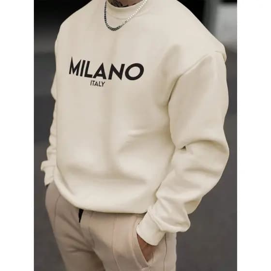 Moletom Gola Careca Milano Italy Streetwear Minimalista Luxo Premium Flanelado