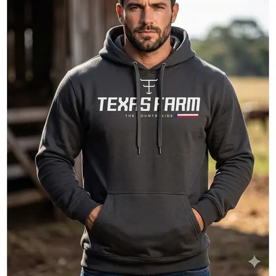 Moletom Masculino Texas Farm Country Original Blusa de Frio Com Capuz e Bolso Canguru Macio Premium