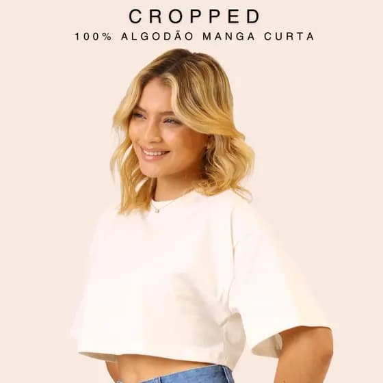 Camiseta Feminina Tshirt Cropped Oversized 100% Algodão Blusa Soltinha Confortável Estilo Urbano