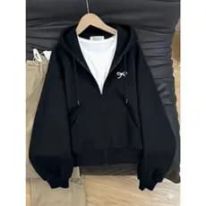 Moletom Feminino Com Zíper E Capuz Blusa De Frio Laço Coquette Aesthetic Tendência Pinterest