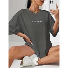 T-shirt rosa suave para mulheres - Top casual de ajuste solto para uso diário com decote redondo e mangas curtas - Camis