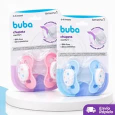 Kit Chupeta Buba 2 Unidades Chupeta Comfort Silicone Chupeta 0 a 6 meses Bico de Bebê 6+