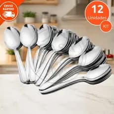 Kit Colher De Sopa Inox 6/12 Peças Jogo Talheres De Cozinha Mesa Casa