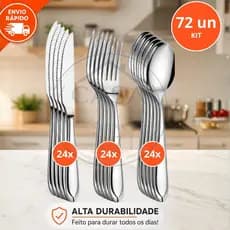 Kit Jogo De Talheres 72/36 Peças Faqueiro Aço Inox Garfo Faca Colher Conjunto Mesa Cozinha Casa