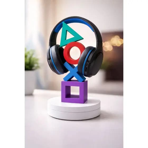 Suporte de mesa gamer Headset Fone de Ouvido - Playstation icones botões do controle colorido