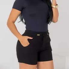 Short Bengaline com laço Feminino Tendência Verão