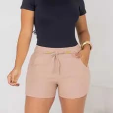 Short Feminino Com Laço Trançado Moda Feminina Confortável Estilosa Bengaline