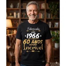 Camiseta FABRICADO 1966 60 ANOS sendo incrivel camiseta aniversário blusa para presente camisa idade
