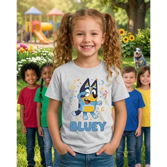 Camiseta infantil BLUEY BINGO ANIVERSÁRIO desenho cachorrinho desenho blue promoção