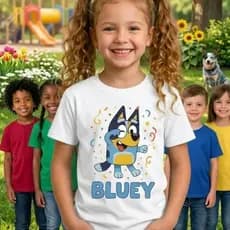 Camiseta infantil CACHORRINHO AZUL tema de festa infantil presente desenhos blusa promoção BLUEY