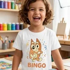 Camiseta BINGO tema de festa infantil aniversário cachorrinho desenho blusa camisa promoção presente