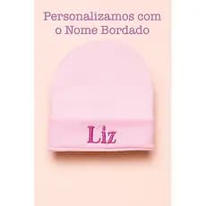 Touca Rosa Personalizada Bebê Antialérgica com Nome Bordado - Recém Nascido e Maternidade