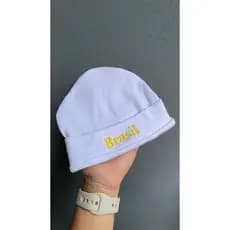 Touca de 3 a 6 Meses Copa do Mundo Bordada Personalizada | Brasil ou Rumo ao Hexa | Touquinha Bebê