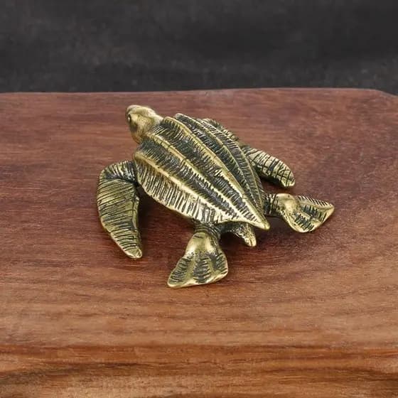 Criativo 2026 Novo Antigo Tartaruga De Cobre Sólido Pequena Decoração De Mesa Em Miniatura Longevidade Animal Estatueta
