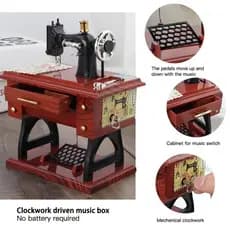 Máquina De Costura Caixa De Música Mini Vintage Retro Relógio Mesa Presente Decoração Para Casa