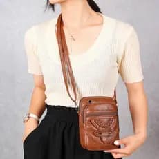 Bolsa Crossbody Vintage Feminina Pequena, Bolsa de Ombro para Celular, Moda para Senhoras