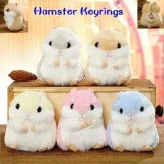 Chaveiro de Hamster Kawaii Fofo, Pelúcia Macia com Pompom, Pingente para Chave, Bolsa e Carro