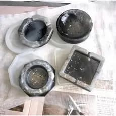 Molde de Silicone para Cinzeiro de Cristal em Forma de Coração e Quadrado, DIY Resina UV e Epóxi, Decoração para Casa