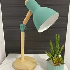 Luminária De Mesa Retratil Wood Com Base De Madeira Luminária Pixar Efeito Madeira Casa SEM LAMPADA