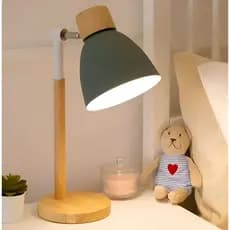 Luminária De Mesa Retratil Wood Com Base De Madeira Casa Decoração Luminária Resistente Reforçada