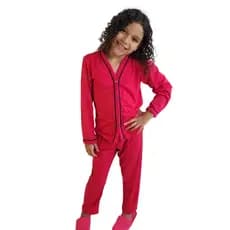 Pijama Infantil de Frio Aberto Com Botões Conjunto Longo Conjunto Criança dormir Feminino Inverno