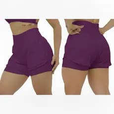 Short Duplo Fitness Academia Feminino Short Treino Caminhada Feminino Corrrida Bermuda