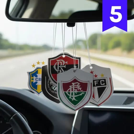 Kit 5x Aromatizante de Carro Cheirinho Automotivo Time Brasileiro Lava Rapido Acessório