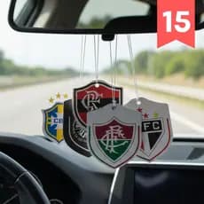Kit 15x Cheirinho de Carro Time Brasileiro Aromatizante Original Veiculo Lava Rapido