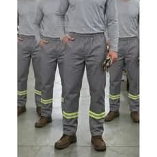 Kit 4 Calças Brim Operacional Reforçada Faixa Refletiva Segurança Trabalho