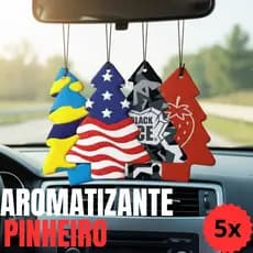 Kit 5x Cheirinho de Carro Aromatizante Automotivo Pinheiro EUA Lava Rapido Brinde