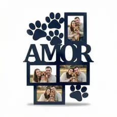 Quadro Porta Retrato Pet Painel Decorativo MDF Amor Pet  Decoração Pet Shop Porta Retrato Cachorro Gato