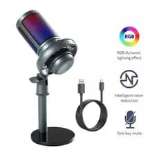 Microfones Condensadores USB Fio Microfone  Jogos RGB PC Braço De Lança Mac/PS4/PS5 Touch Mute Streaming Podcastingor