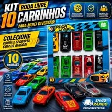 Kit Carrinhos Coleção 10 Peças Brinquedo Crianças Coloridos Tipo Hot Wheels Colecionável Carros Cor