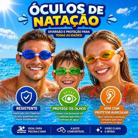 Óculos De Natação ou Adulto E Crianças Com Protetor De Ouvido