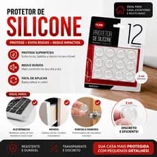 Protetor Adesivo Silicone Anti-Impacto Redondo 12 Unidades Clink Multiuso Universal Porta Cadeira