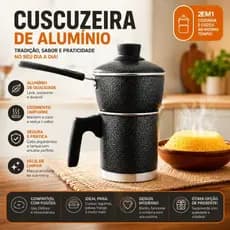 Cuscuzeiro Individual 2 em 1 – Cuscuzeira Porção Única Cozimento a Vapor Canecão Leiteira Com Tampa