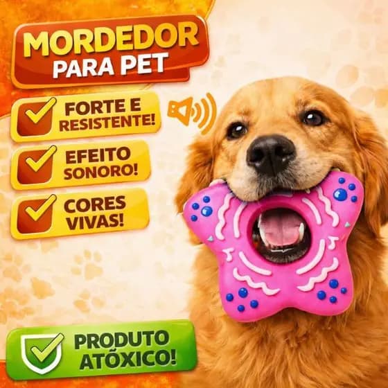 Brinquedo Mordedor para Cães Estrela de Vinil - Colorido e com Som De Apito - Savana Pet - Cachorros