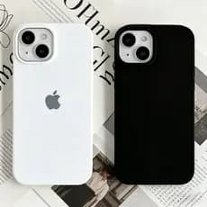 Capa Preto Branco Capinha Case Silicone Aveludada Para iPhone XR 11 12 13 14 15 16 17 PRO MAX PLUS